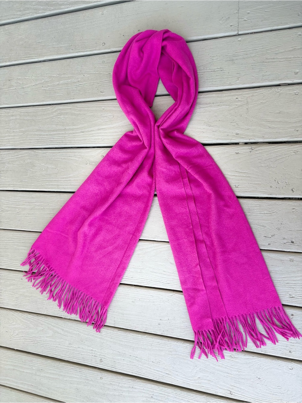 Cashmere Fuchsia Fringe Long Scarf/Shawl Size: 72”L x 26”W